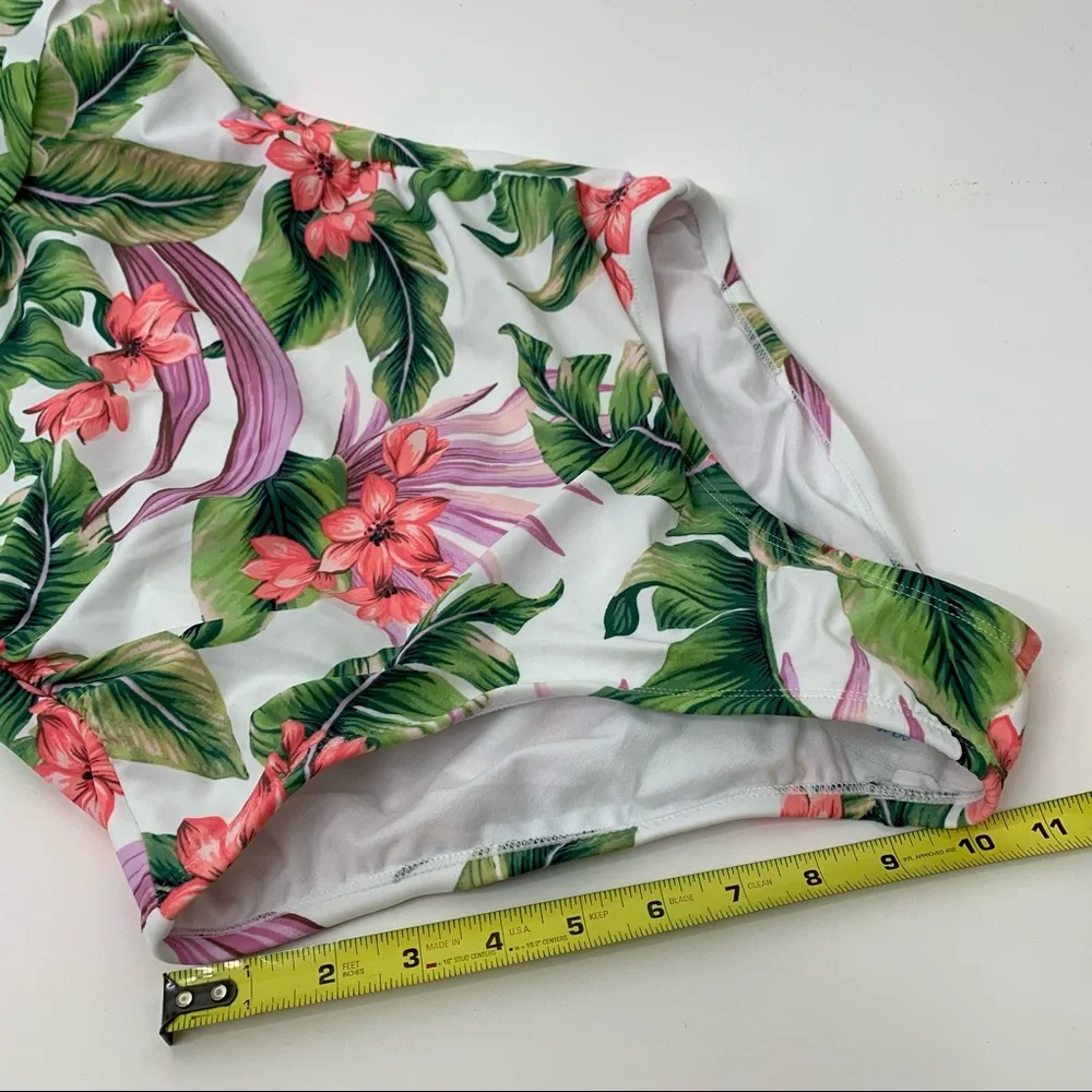 Kona Sol Ruffle Off The Shoulder Tropical High Coverage One Piece Swimsuit